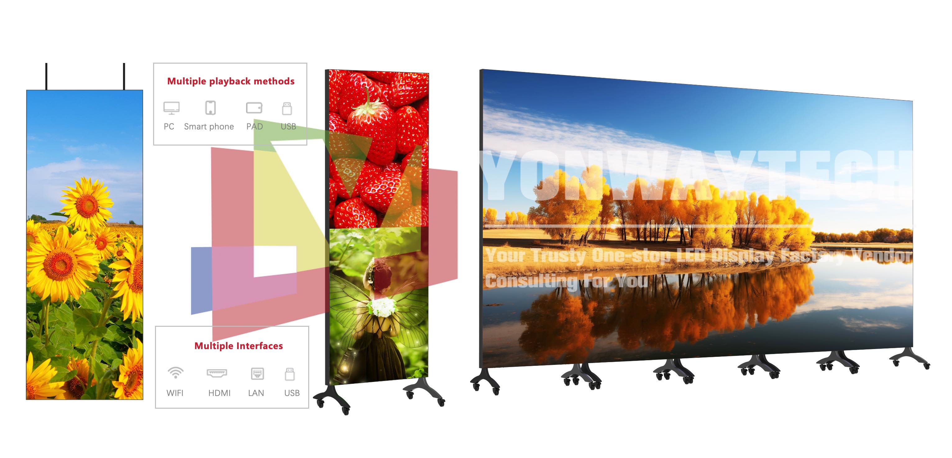 750x2000 mobile LED Poster P1.2 P1.5 P1.9 P2.5 P2.6 P2.9 P3.9 indoor dualis partes ductae ostensionem plene ante servitium